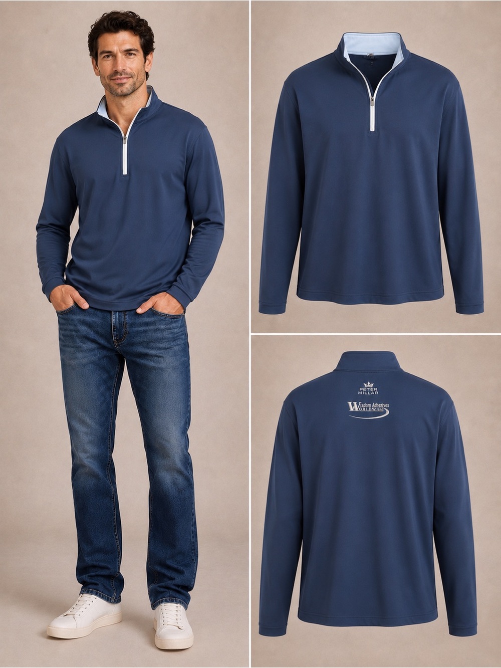 Peter Millar Men's Perth Quarter Zip Pullover Navy Blue Size XL